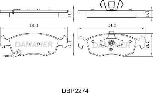 Danaher DBP2274 - Kit pastiglie freno, Freno a disco autozon.pro