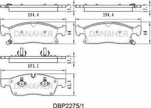 Danaher DBP2275/1 - Kit pastiglie freno, Freno a disco autozon.pro