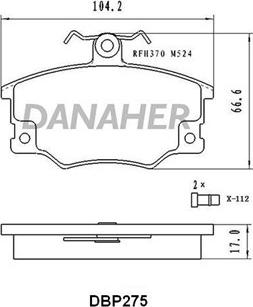 Danaher DBP275 - Kit pastiglie freno, Freno a disco autozon.pro