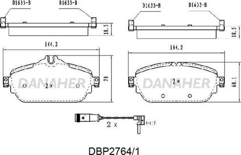 Danaher DBP2764/1 - Kit pastiglie freno, Freno a disco autozon.pro