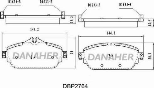 Danaher DBP2764 - Kit pastiglie freno, Freno a disco autozon.pro