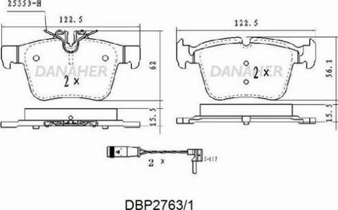 Danaher DBP2763/1 - Kit pastiglie freno, Freno a disco autozon.pro