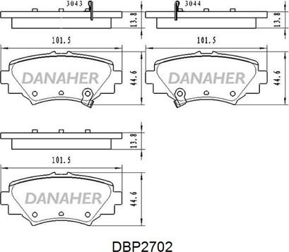 Danaher DBP2702 - Kit pastiglie freno, Freno a disco autozon.pro