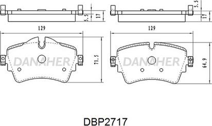 Danaher DBP2717 - Kit pastiglie freno, Freno a disco autozon.pro