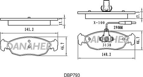 Danaher DBP793 - Kit pastiglie freno, Freno a disco autozon.pro