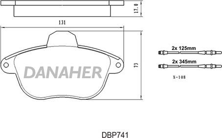 Danaher DBP74/1 - Kit pastiglie freno, Freno a disco autozon.pro