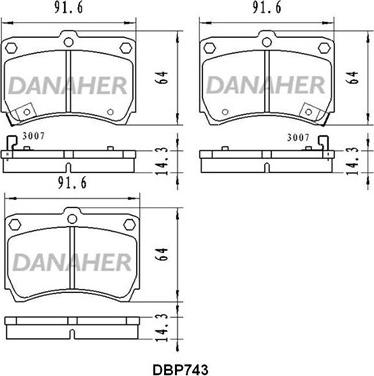 Danaher DBP743 - Kit pastiglie freno, Freno a disco autozon.pro