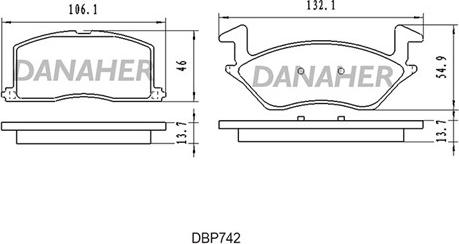 Danaher DBP742 - Kit pastiglie freno, Freno a disco autozon.pro