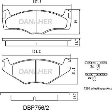 Danaher DBP756/2 - Kit pastiglie freno, Freno a disco autozon.pro