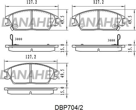 Danaher DBP704/2 - Kit pastiglie freno, Freno a disco autozon.pro