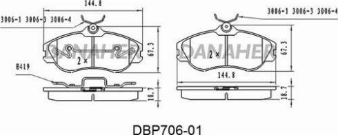 Danaher DBP706-01 - Kit pastiglie freno, Freno a disco autozon.pro