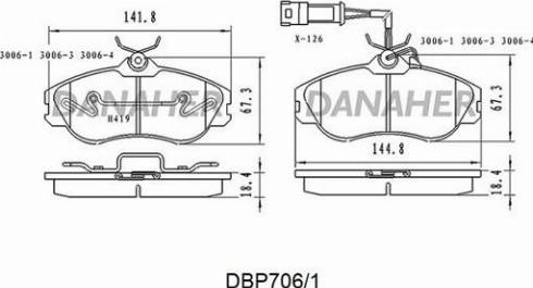 Danaher DBP706/1 - Kit pastiglie freno, Freno a disco autozon.pro