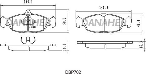 Danaher DBP702 - Kit pastiglie freno, Freno a disco autozon.pro