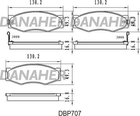 Danaher DBP707 - Kit pastiglie freno, Freno a disco autozon.pro