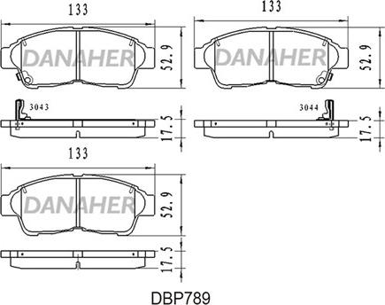 Danaher DBP789 - Kit pastiglie freno, Freno a disco autozon.pro