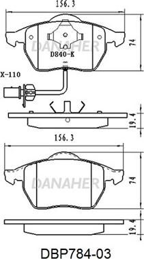 Danaher DBP784-03 - Kit pastiglie freno, Freno a disco autozon.pro