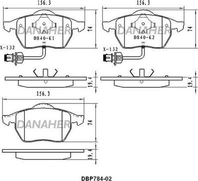 Danaher DBP784-02 - Kit pastiglie freno, Freno a disco autozon.pro