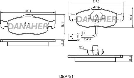 Danaher DBP78/1 - Kit pastiglie freno, Freno a disco autozon.pro