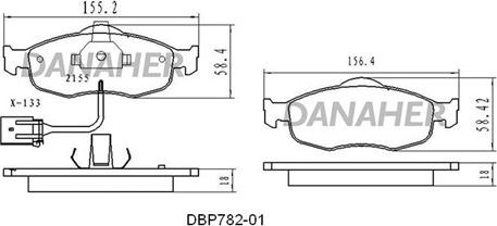 Danaher DBP782-01 - Kit pastiglie freno, Freno a disco autozon.pro