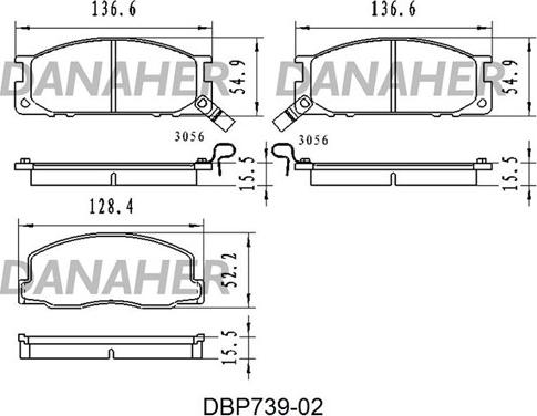 Danaher DBP739-02 - Kit pastiglie freno, Freno a disco autozon.pro