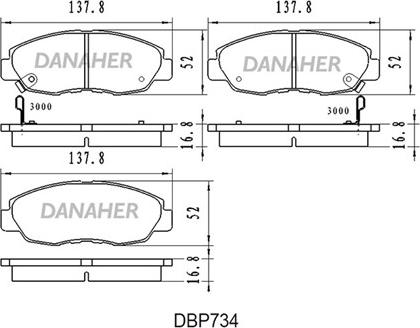 Danaher DBP734 - Kit pastiglie freno, Freno a disco autozon.pro