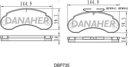 Danaher DBP735 - Kit pastiglie freno, Freno a disco autozon.pro