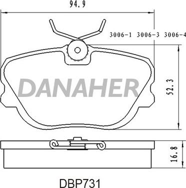 Danaher DBP731 - Kit pastiglie freno, Freno a disco autozon.pro