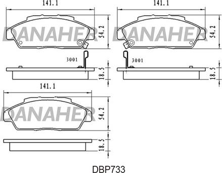 Danaher DBP733 - Kit pastiglie freno, Freno a disco autozon.pro