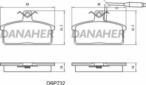 Danaher DBP732 - Kit pastiglie freno, Freno a disco autozon.pro