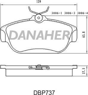 Danaher DBP737 - Kit pastiglie freno, Freno a disco autozon.pro