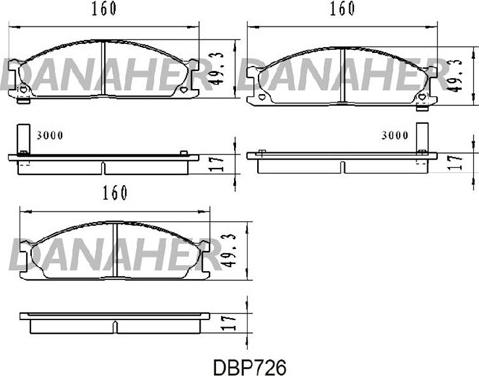 Danaher DBP726 - Kit pastiglie freno, Freno a disco autozon.pro