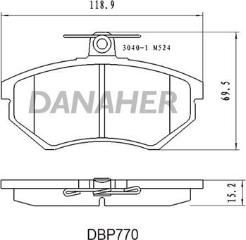 Danaher DBP770 - Kit pastiglie freno, Freno a disco autozon.pro