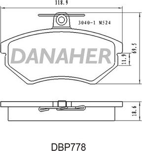 Danaher DBP778 - Kit pastiglie freno, Freno a disco autozon.pro