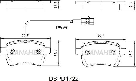 Danaher DBPD1722 - Kit pastiglie freno, Freno a disco autozon.pro