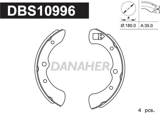 Danaher DBS10996 - Kit ganasce freno autozon.pro