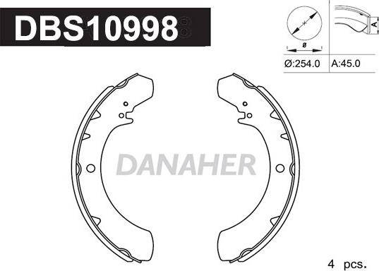 Danaher DBS10998 - Kit ganasce freno autozon.pro