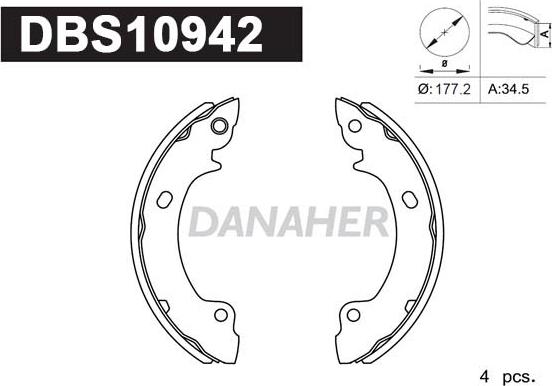 Danaher DBS10942 - Kit ganasce freno autozon.pro