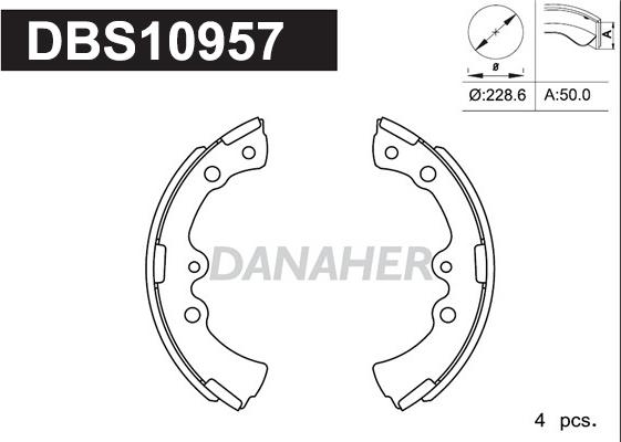 Danaher DBS10957 - Kit ganasce freno autozon.pro