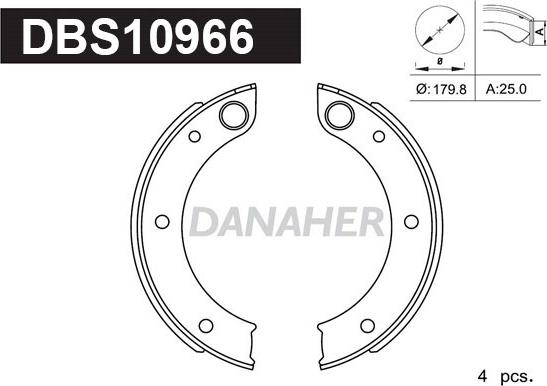 Danaher DBS10966 - Kit ganasce, Freno stazionamento autozon.pro