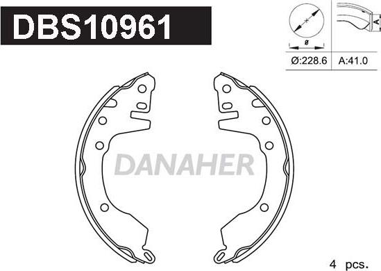 Danaher DBS10961 - Kit ganasce freno autozon.pro