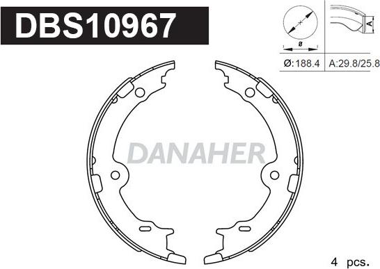 Danaher DBS10967 - Kit ganasce, Freno stazionamento autozon.pro