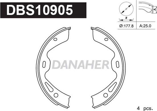 Danaher DBS10905 - Kit ganasce, Freno stazionamento autozon.pro