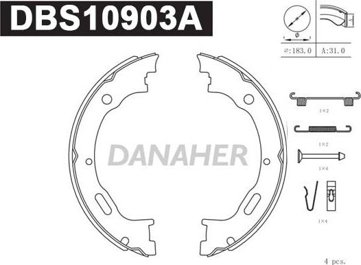 Danaher DBS10903A - Kit ganasce freno autozon.pro