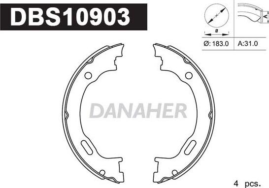 Danaher DBS10903 - Kit ganasce, Freno stazionamento autozon.pro