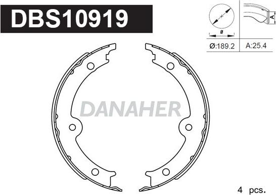 Danaher DBS10919 - Kit ganasce, Freno stazionamento autozon.pro