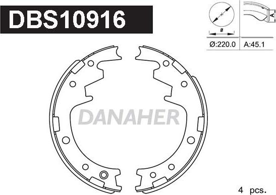 Danaher DBS10916 - Kit ganasce freno autozon.pro