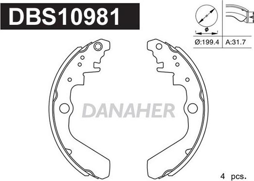 Danaher DBS10981 - Kit ganasce freno autozon.pro