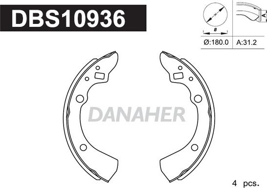 Danaher DBS10936 - Kit ganasce freno autozon.pro