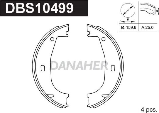 Danaher DBS10499 - Kit ganasce, Freno stazionamento autozon.pro