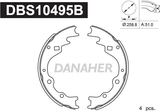 Danaher DBS10495B - Kit ganasce freno autozon.pro